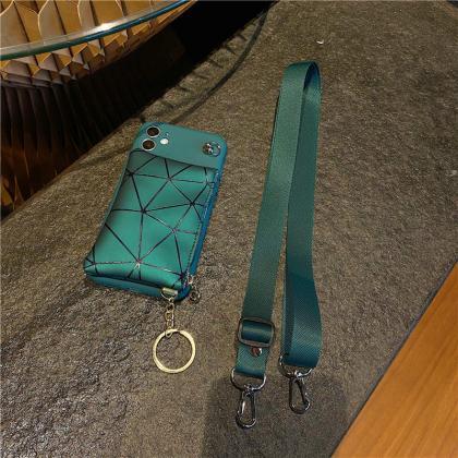 Black / Green Zipper Wallet Cross Phone Case For..