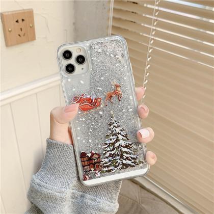 Santa Claus/christmas Tree Quicksand Case Iphone..