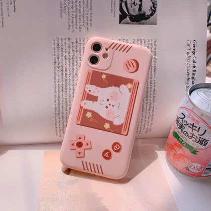 Pink Kawaii Cute Game Machine Bear Silicone Case..