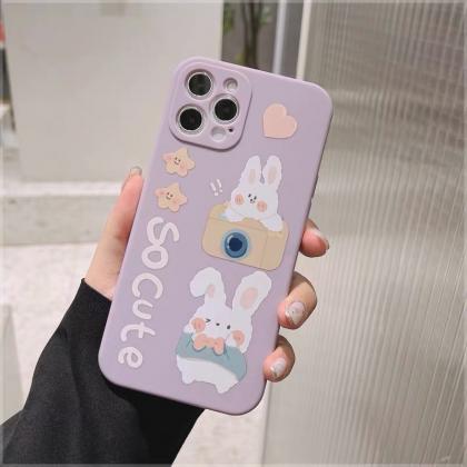 Pink Kawaii Cute Rabbit Silicone Phone Case For..