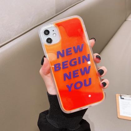 Concise English Noctilucence Quicksand Phone Case..