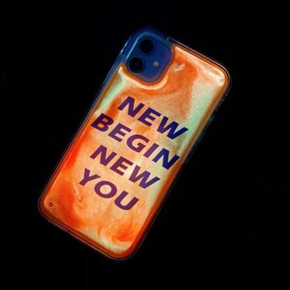 Concise English Noctilucence Quicksand Phone Case..