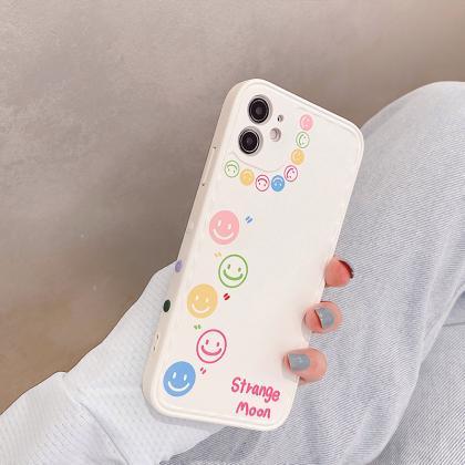 White Silicone Case Smiley Face Emoji Phone Case..