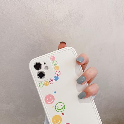White Silicone Case Smiley Face Emoji Phone Case..