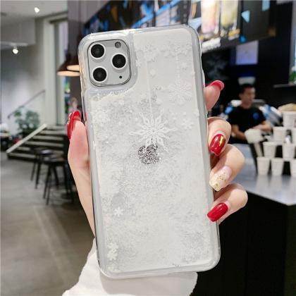 Christmas White Snow Quicksand Case Iphone 13 12..