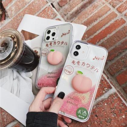 Pink Quicksand Glitter Kawaii Soft Peach Phone..