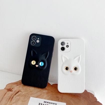 Cute Stereo Lenses White Cat Black Cat Case For..