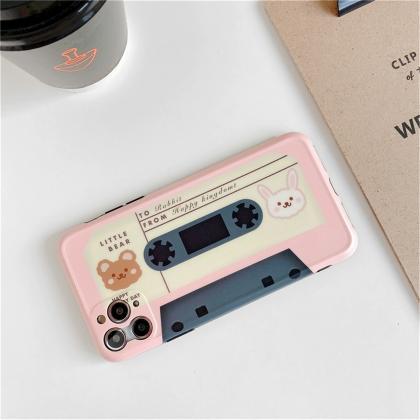Pink Audio Tape Cute Animal Bear Rabbit Case For..