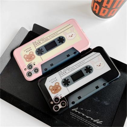 Pink Audio Tape Cute Animal Bear Rabbit Case For..