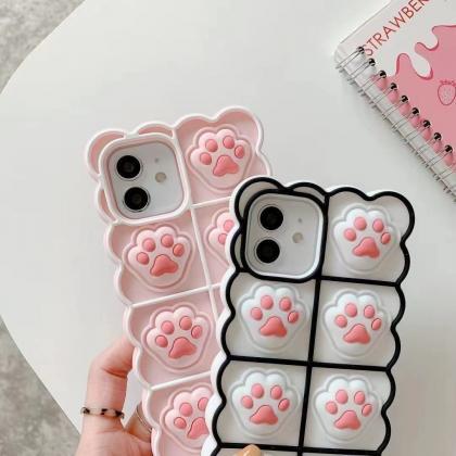 Dealing With Stress Cute Pink Cat Claw Phone Case..