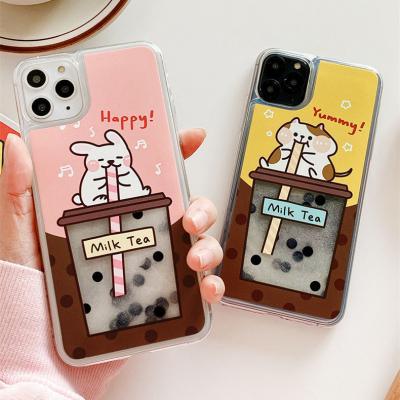 Cute rabbit/cat case animal milk tea Quicksand Case iPhone 13 12 Mini Pro max 11 11 Pro max X Xs max Xr 7 8 Plus 13 Case Christmas gifts