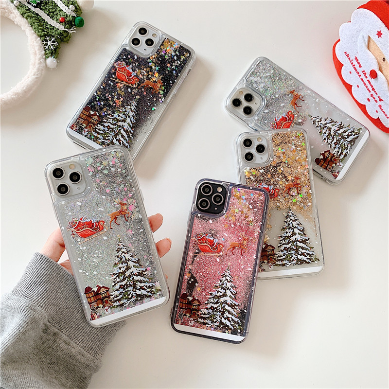 Santa Claus/christmas Tree Quicksand Case Iphone 13 12 11 Pro Max Case Iphone 13 Mini Case Iphone 12 Xr Xs Max 7 8 Se2 Case Christmas Gifts