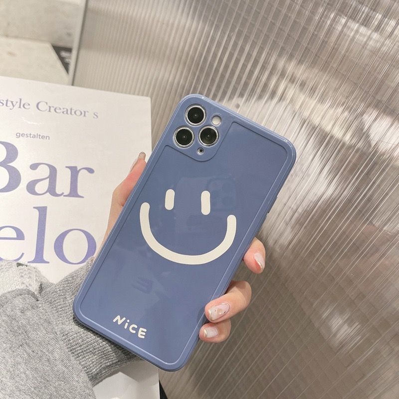 Smile Kawaii Silicone Blue Phone Case, Iphone 12 11 Case Iphone 13 Pro Max Case Iphone 12 Pro Max Case Iphone Xs Max Iphone X Xr 7/8 Case
