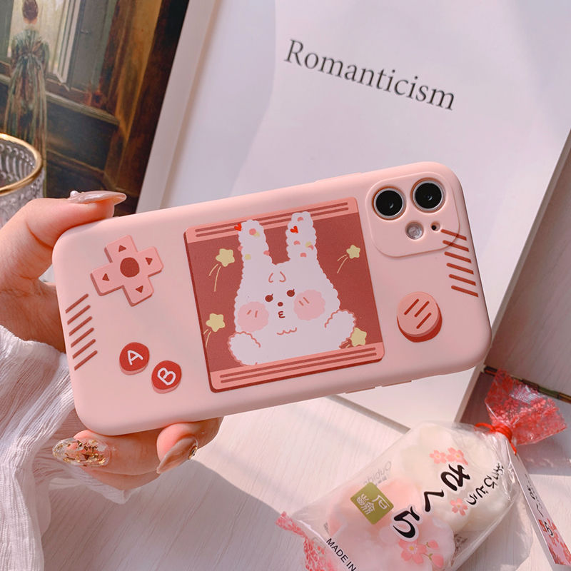 Pink Kawaii Cute Game Machine Bear Silicone Case For Iphone 13/12 Case Iphone 11 Pro Max Case Iphone 12/13 Pro Max Xs Max Xr 7/8 Plus Case