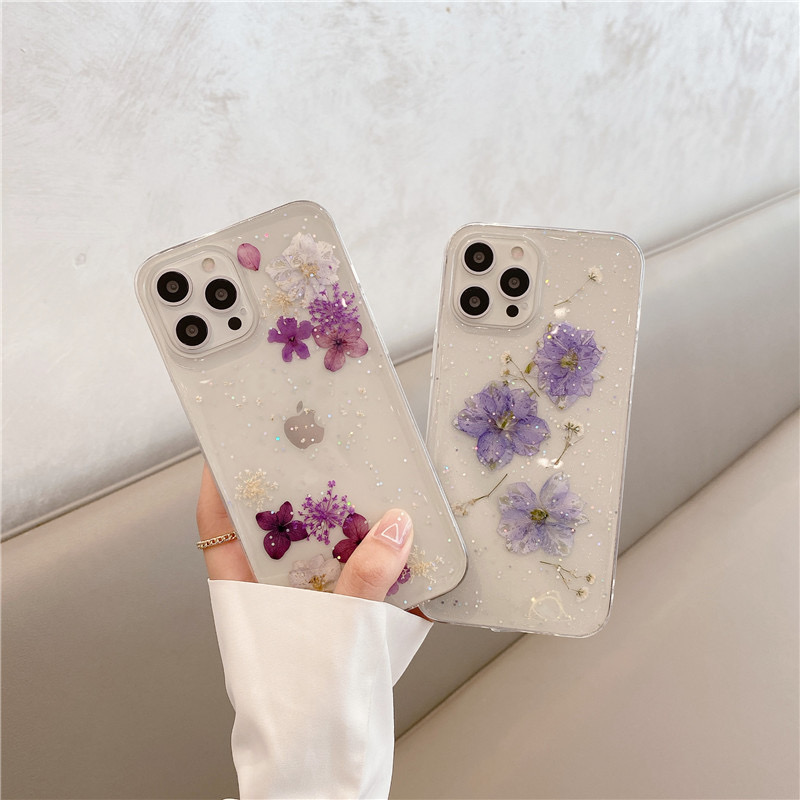 Pressed Dried Flower Handmade Iphone Case For Iphone 12 Mini 11 Pro Max Se 2 2020 Fashion For Iphone X Xs Xr 7 8 Plus Floral Cover