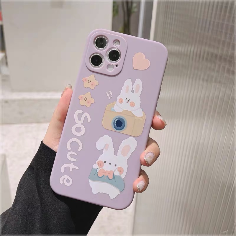 Pink Kawaii Cute Rabbit Silicone Phone Case For Iphone 12/13 Case Iphone 11/12 Pro Max Case Iphone 13/12 Mini Se2 Xs Max Iphone Xr 7/8 Case