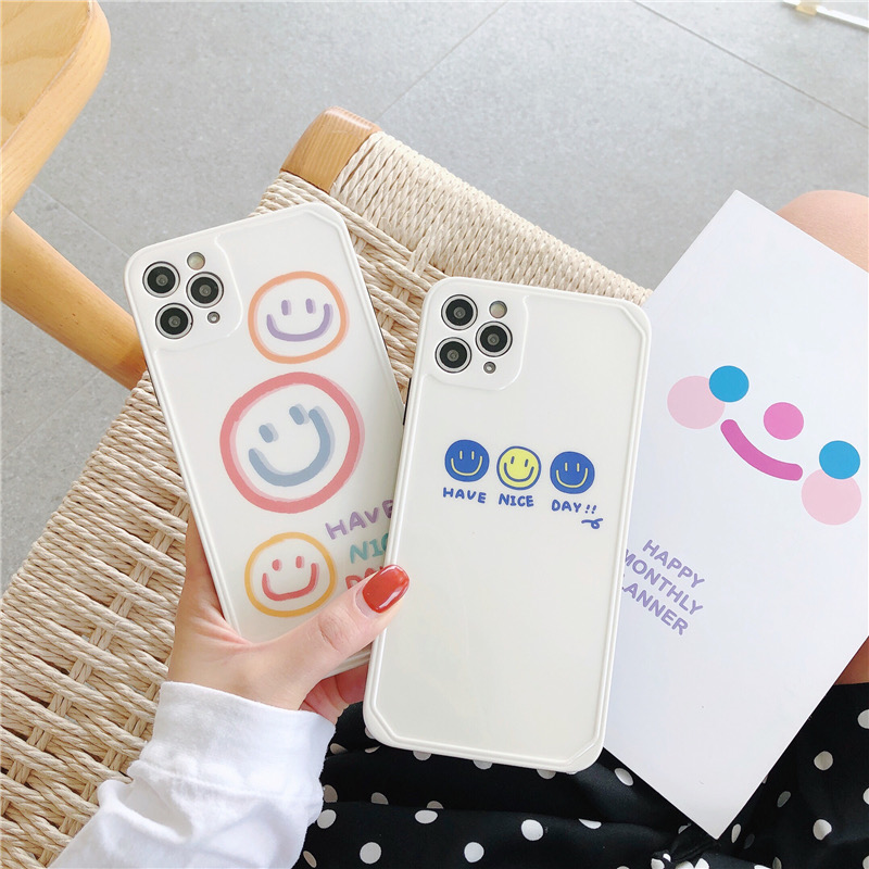 Cute Smile Silicone Case For Iphone 12 Case Iphone 11 Pro Max Case Iphone 13 Pro Max Case Iphone Xs Max X Xr 7/8 Plus Shockproof Back Cover