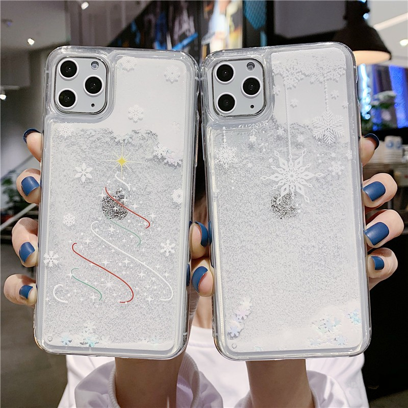 Christmas White Snow Quicksand Case Iphone 13 12 11 Pro Max Case Iphone 12 Mini Case Iphone Xr Xs Max 13 Mini 7 8 Plus Case Christmas Gifts