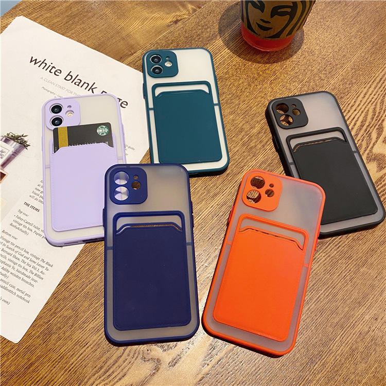 Wallet Card Bag Camera Protection Bumper Phone Cases For Iphone 12 11 11pro Max Xr Xs Max X 8 7 Plus Matte Translucent Shockproof Back Cover