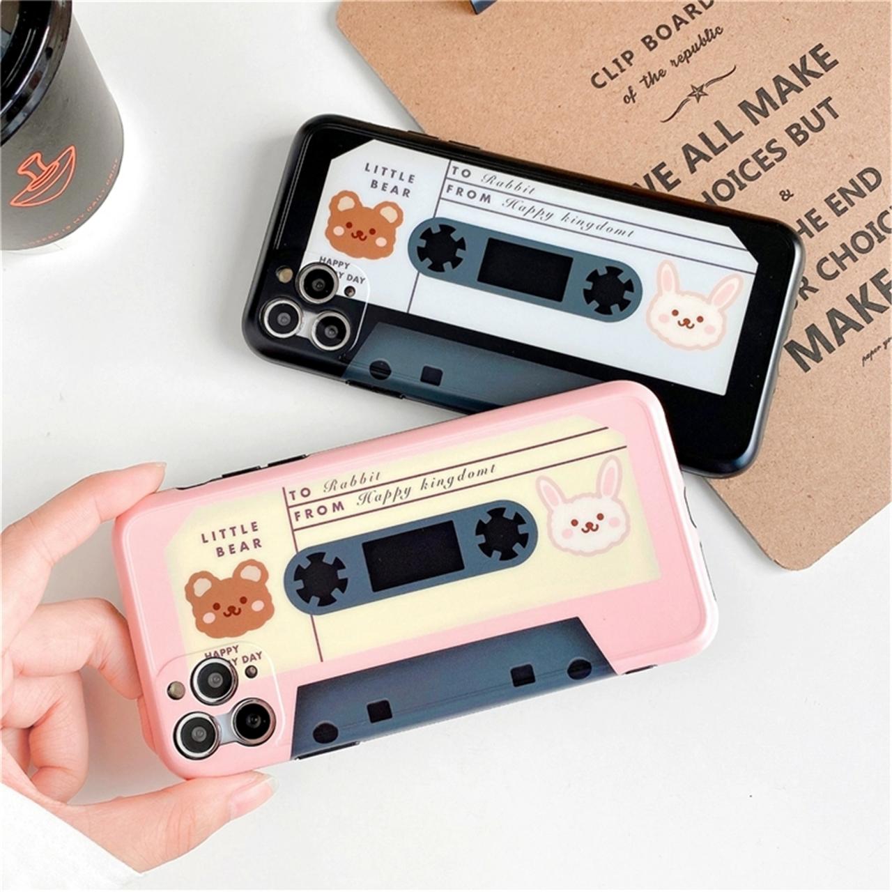 Pink Audio Tape Cute Animal Bear Rabbit Case For Iphone 13 12 Case Iphone 11 Pro Case Iphone 12 Pro Max Case Iphone Xs Max Xr Se2 7 8 Plus Case
