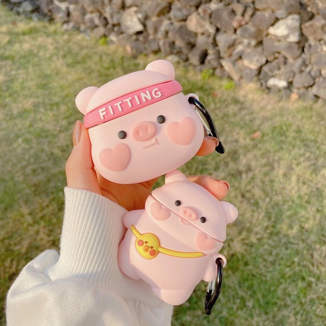 Cute Kawaii Pink Pig Airpods Pro Case Airpods 1/2 Case Shockproof Cover Cartoon Silicone Airpods Case Airpods Pro Cover | With Keychain