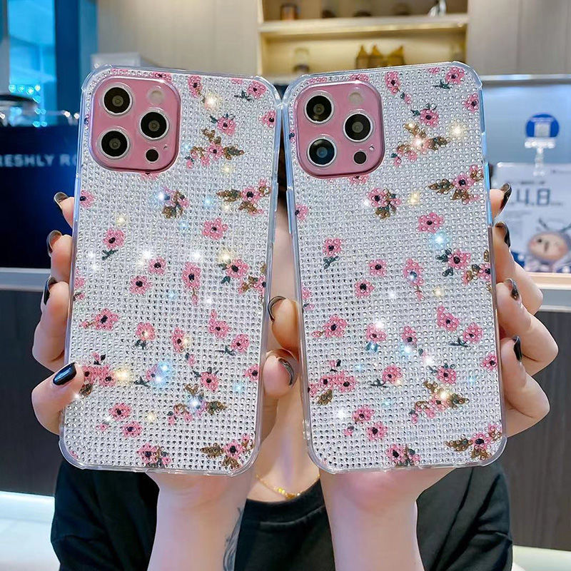 Diamond Flower Phone Case Handmade Iphone 12 Mini 11 Pro Max Se 2 2020 Fashion For Iphone X Xs Xr 7 8 Plus Floral Cover