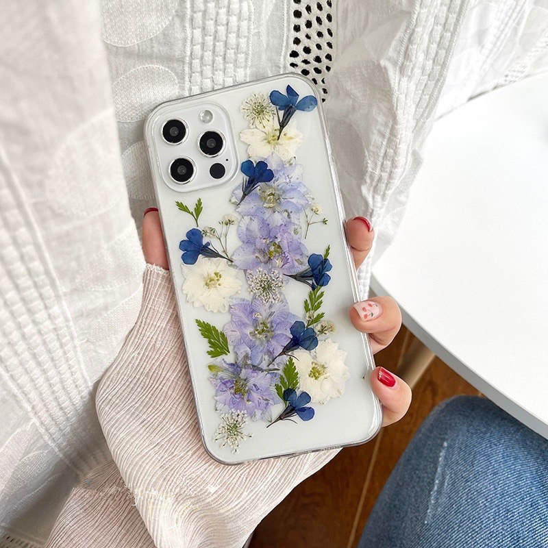 Eternal Life Dried Flowers Handmade Iphone Case For Iphone 11 12 13 Mini 11 Pro Max Se 2020 Fashion For Iphone X Xs Xr 7 8 Plus Floral Cover