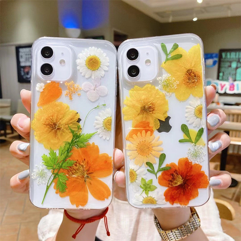 Eternal Life Dried Flowers Handmade Iphone Case For Iphone 11 12 Mini 11 Pro Max Se 2020 Fashion For Iphone X Xs Xr 7 8 Plus Floral Cover