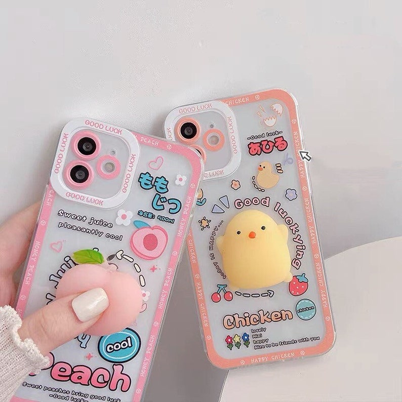 Kawaii 3d Peach Phone Case 3d Yellow Chicken Phone Case,iphone 7 8 Plus Iphone 11 Pro Max Iphone 12 Pro Iphone 13 Pro Xs Xr Se Case