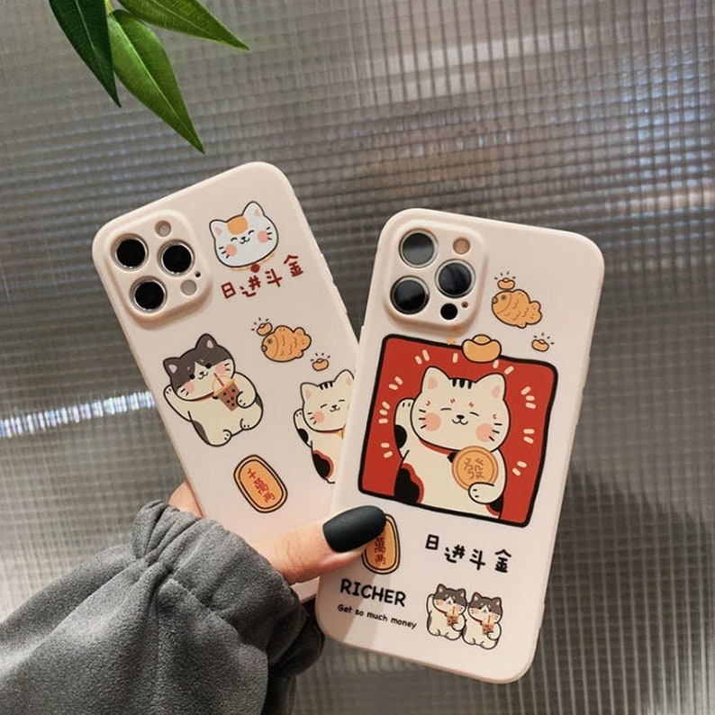 Kawaii Fortune Cat Japanese Silicone Phone Case, Iphone 13 Iphone 7 8 Plus Iphone 11 Pro Max Iphone 12 Pro Max Mini Iphone X Xs Xr Se Case