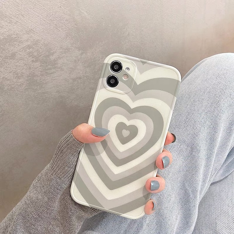 Cute Heart Minimalist Aesthetic Korean Silicone Phone Case,iphone
