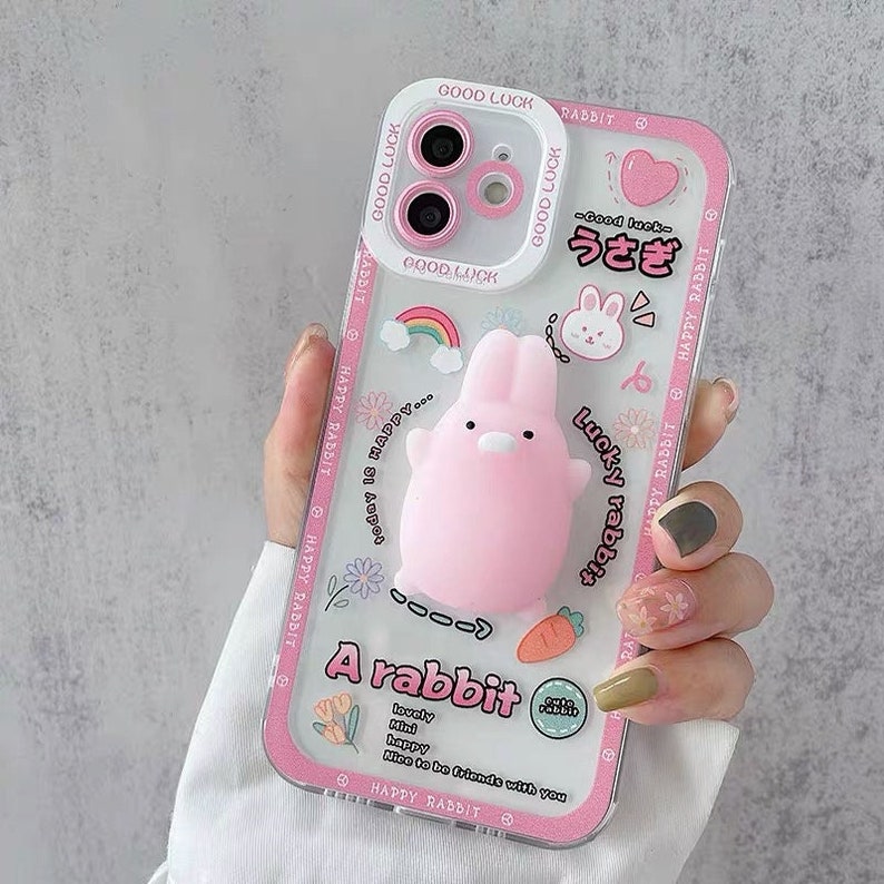 Kawaii Bunny Phone Charm Cute Pastel Pink Keychain Kawaii Cute Phonecharm  Pink Phone Charm 3D Phonecharm Cute Keychain Gifts 