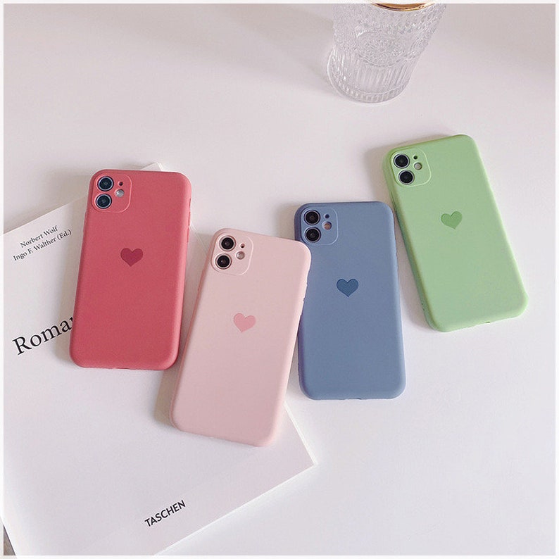 Cute Tiny Heart Pink Blue Red Green Korean Phone Case,iphone 13 Pro Max Case,iphone 12 Case,iphone 8 Plus 11 Pro Max 12mini X Xs Xr Se Case