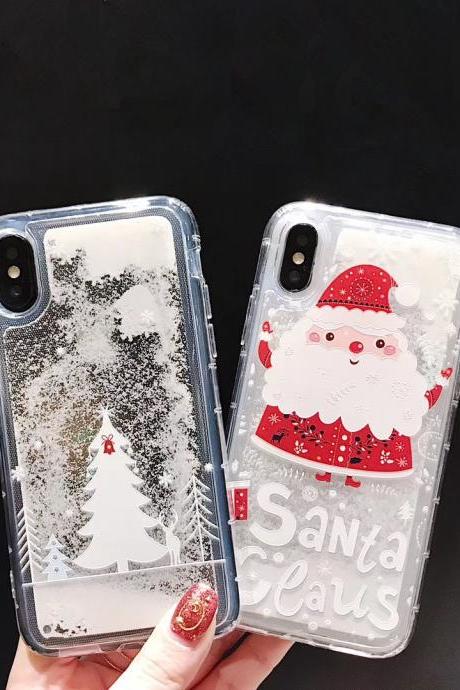 Santa Claus/Christmas tree Quicksand Case iPhone 13 12 11 Pro Max Case iPhone 13 mini Case iPhone 12 XR XS Max 7 8 SE2 Case Christmas gifts