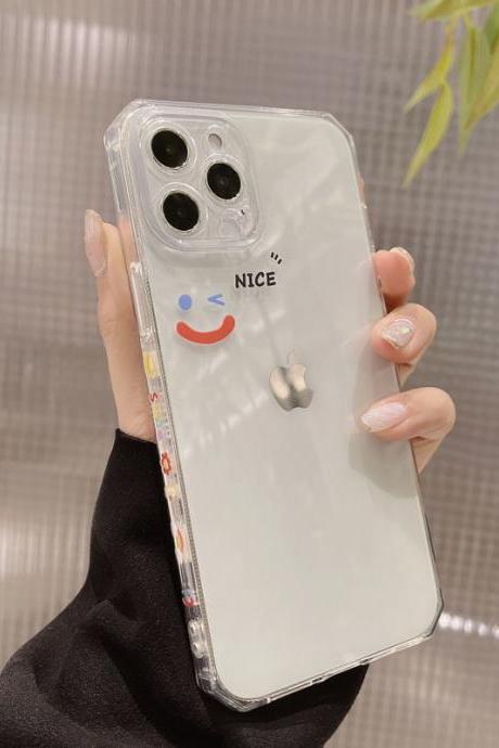 Smile transparent silicone soft phone case iPhone 13 12 11 Pro Max case iPhone 12 XR XS Max iPhone 11 13 Case iPhone 7 8 Plus SE 2 Case