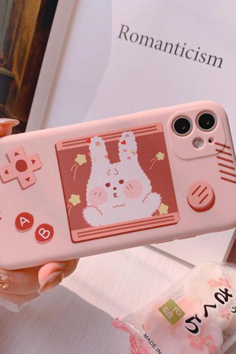 Pink Kawaii Cute game machine Bear Silicone Case For iPhone 13/12 Case iPhone 11 Pro Max Case iPhone 12/13 Pro Max XS Max XR 7/8 PLUS Case