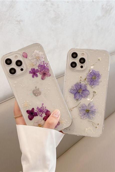 Pressed Dried Flower Handmade iPhone Case For iPhone 12 Mini 11 Pro Max SE 2 2020 Fashion For iPhone X Xs XR 7 8 Plus Floral Cover