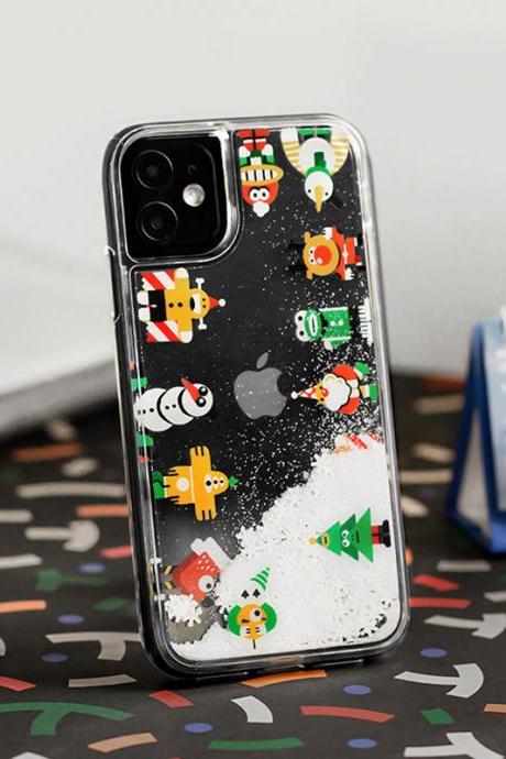 Christmas Eve little monster party Quicksand Case iPhone 13 12 12 Mini Pro max 11 11 Pro max X Xs max Xr 7 8 Plus 13 Case Christmas gifts