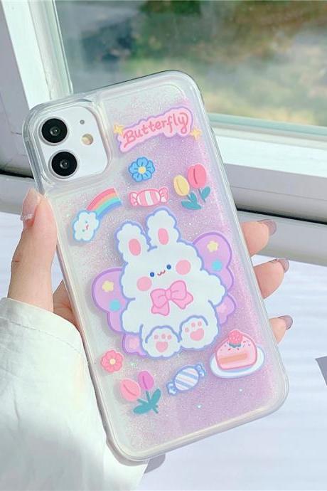 Quicksand Glitter Kawaii Bear Animal Phone Case iphone 12 13 case iPhone 7 8 Plus 11 12 13 Pro Max Mini X XS Max XR SE Case Christmas gift