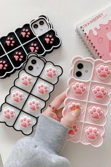 Dealing with Stress Cute pink cat claw phone Case Black-white cat claw case iPhone 12 Mini 11 Pro Max SE 2 2020 Fashion For iPhone X Xs XR 7 8 Plus Floral Cover