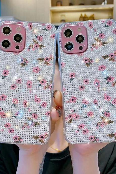 Diamond flower Phone Case Handmade iPhone 12 Mini 11 Pro Max SE 2 2020 Fashion For iPhone X Xs XR 7 8 Plus Floral Cover