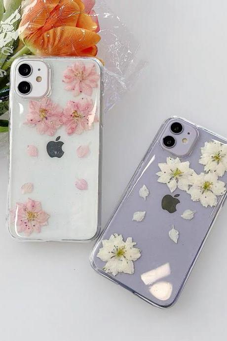 Pink & White Dried Flowers iPhone 12 11 Pro Max case iPhone 12 mini case iPhone 11 XS Max Case iPhone XR case iPhone 7 8 Plus SE 2020 Case