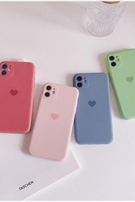 Cute Tiny Heart Pink Blue Red Green Korean Phone Case,iPhone 13 pro max case,iPhone 12 case,iPhone 8 Plus 11 Pro Max 12Mini X XS XR SE case