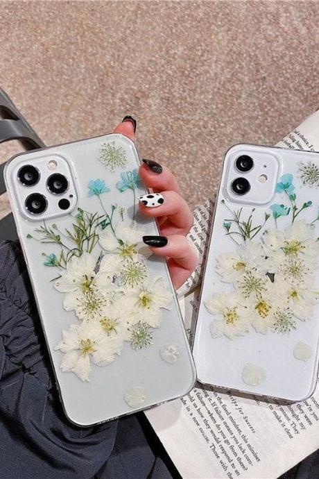 Handmade Real Dried Pressed Flower Iphone 12 Case,iphone 12 Pro Max Case,iphone 7 8 Plus 11 X Xs Xr Case, Iphone 11pro 11promax Case